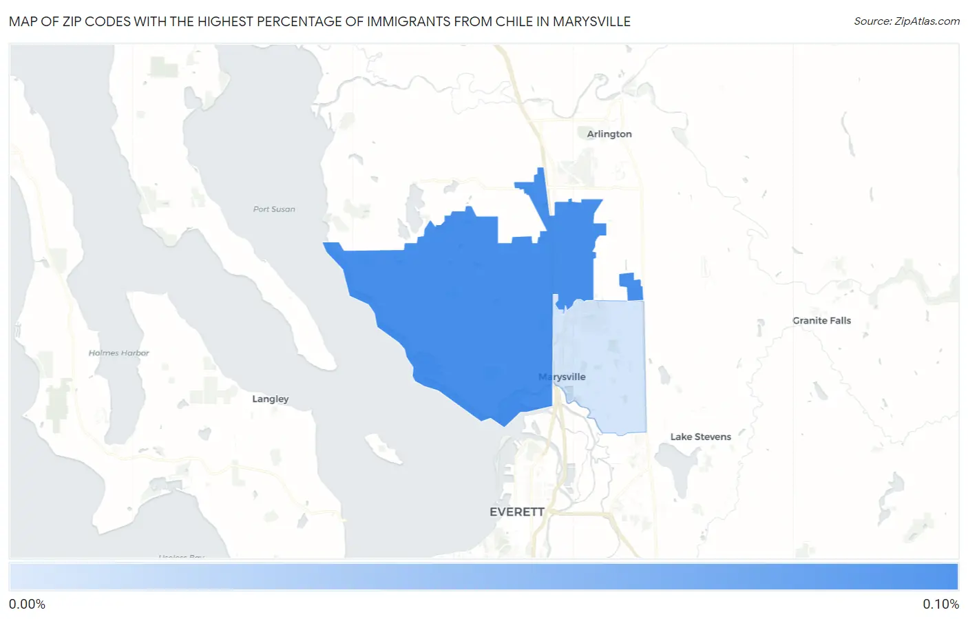 Zip Codes with the Highest Percentage of Immigrants from Chile in Marysville Map