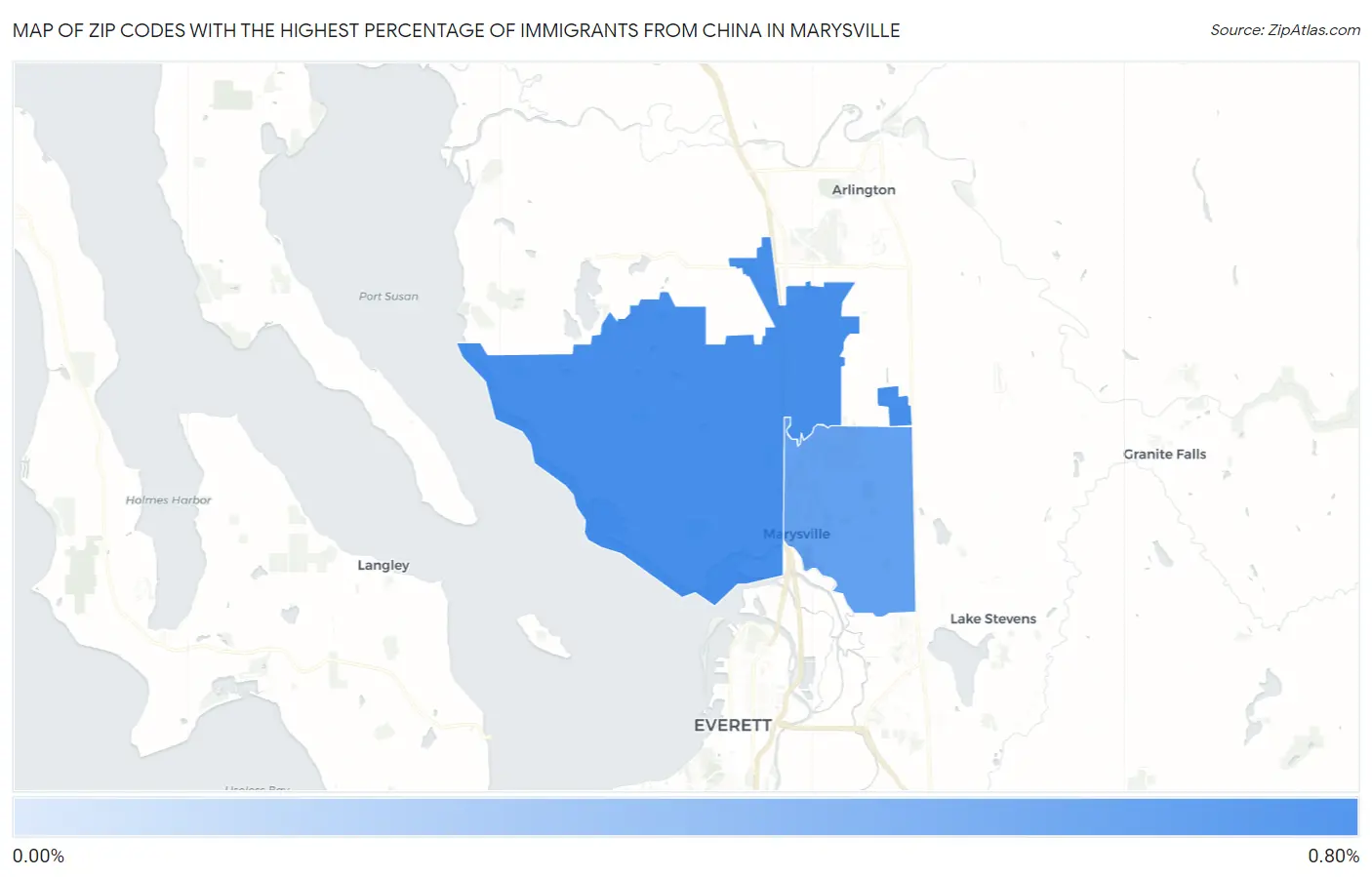 Zip Codes with the Highest Percentage of Immigrants from China in Marysville Map