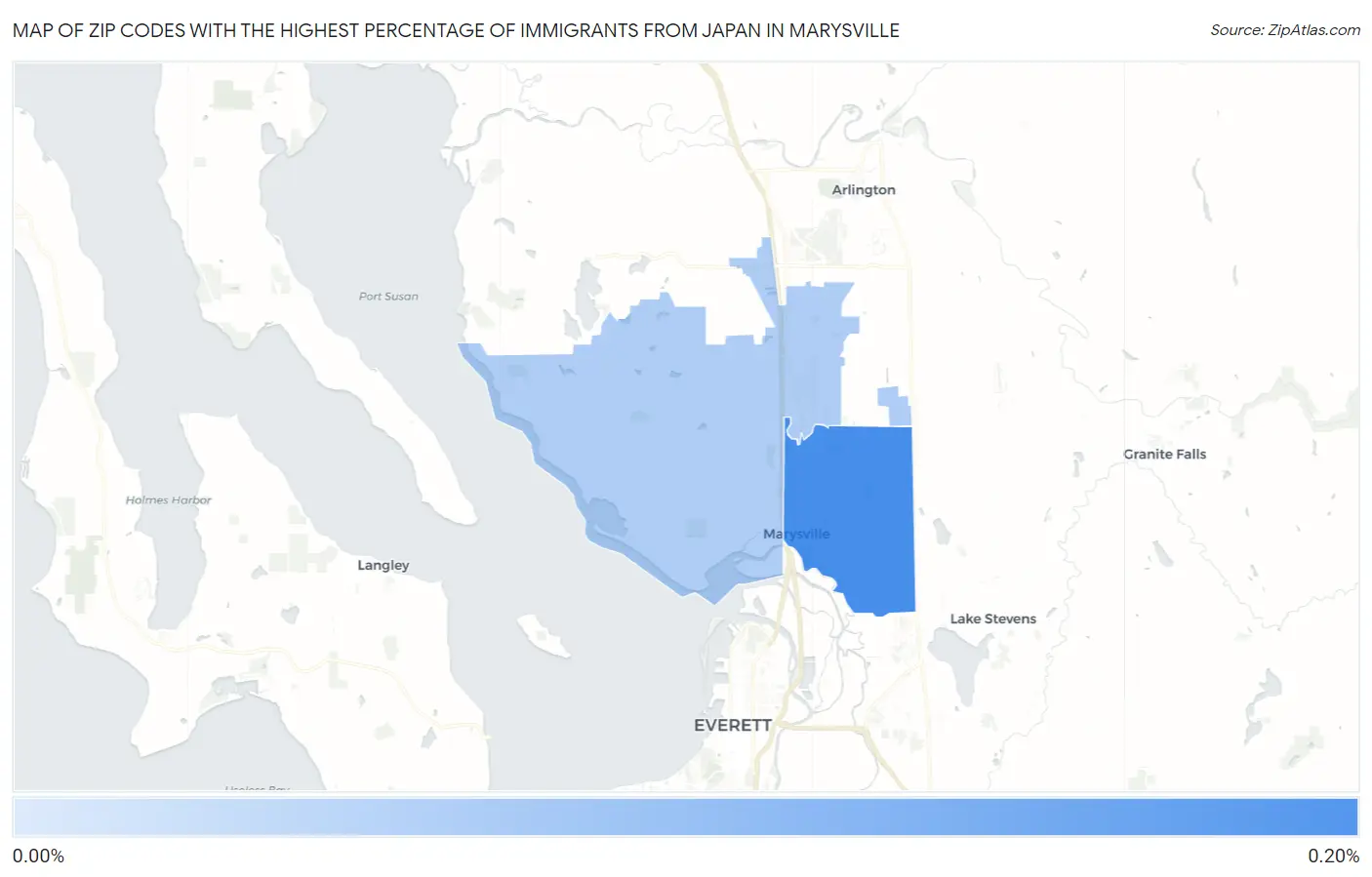 Zip Codes with the Highest Percentage of Immigrants from Japan in Marysville Map