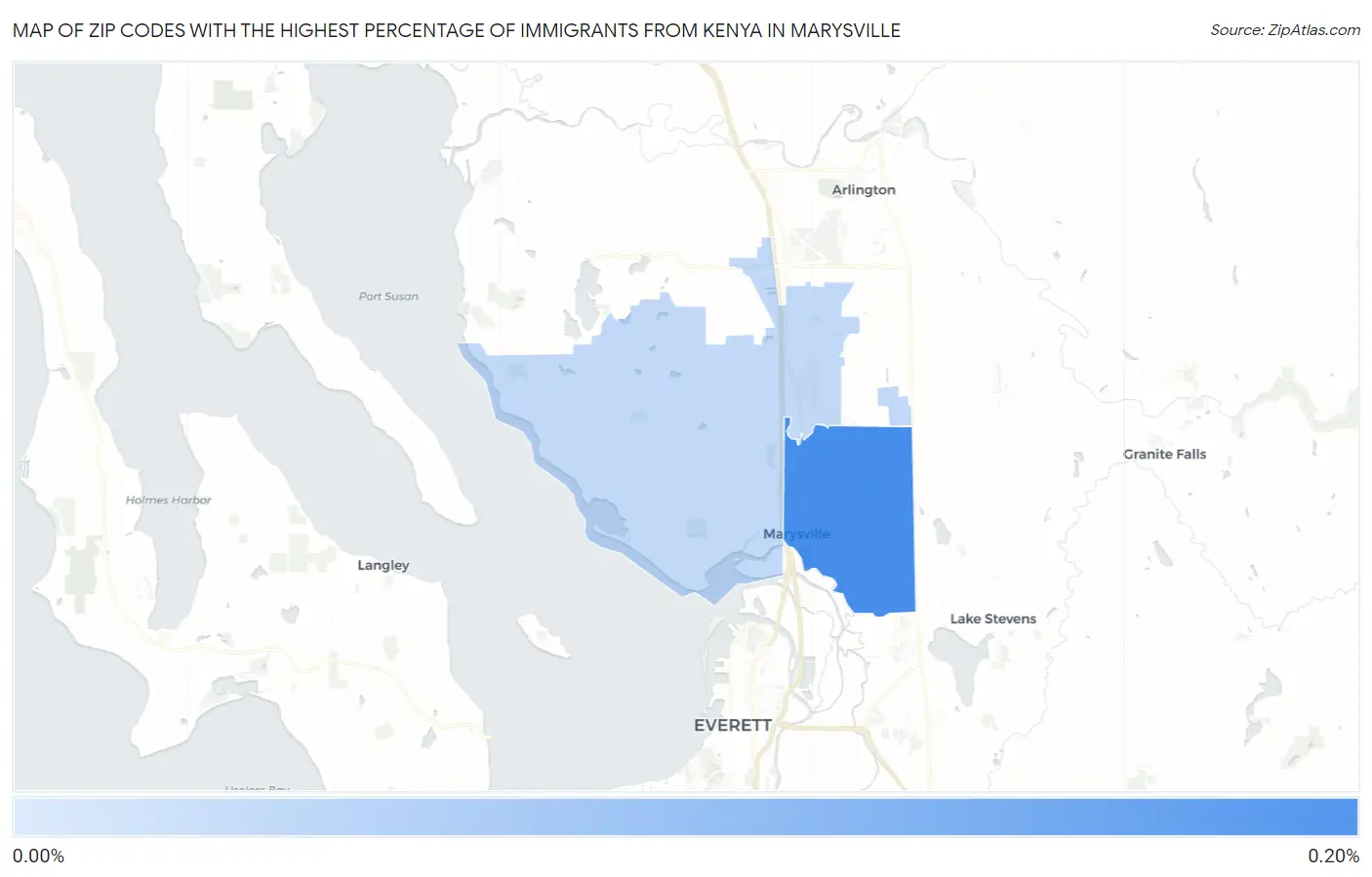 Zip Codes with the Highest Percentage of Immigrants from Kenya in Marysville Map