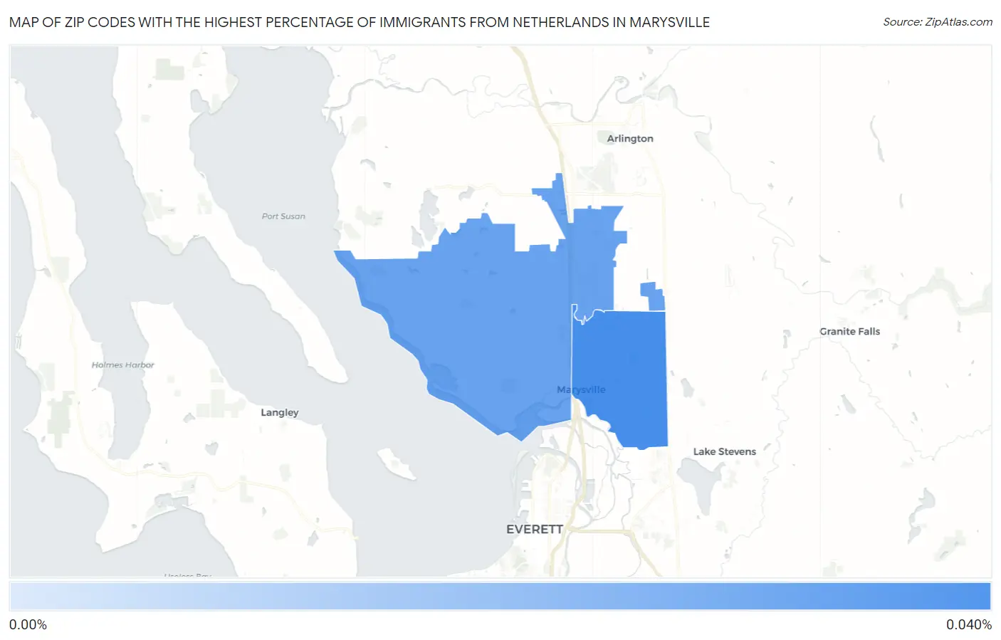 Zip Codes with the Highest Percentage of Immigrants from Netherlands in Marysville Map