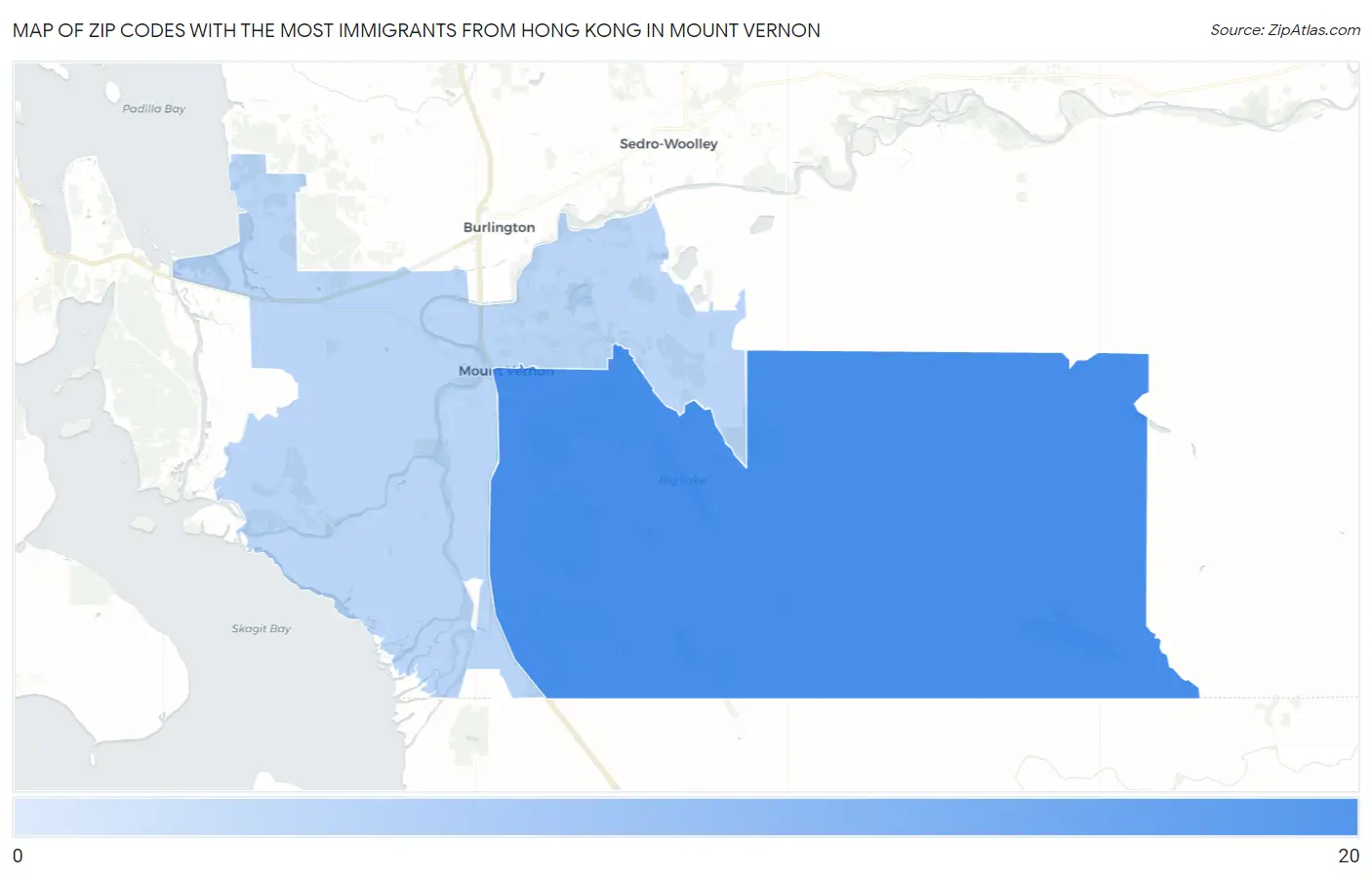 Zip Codes with the Most Immigrants from Hong Kong in Mount Vernon Map
