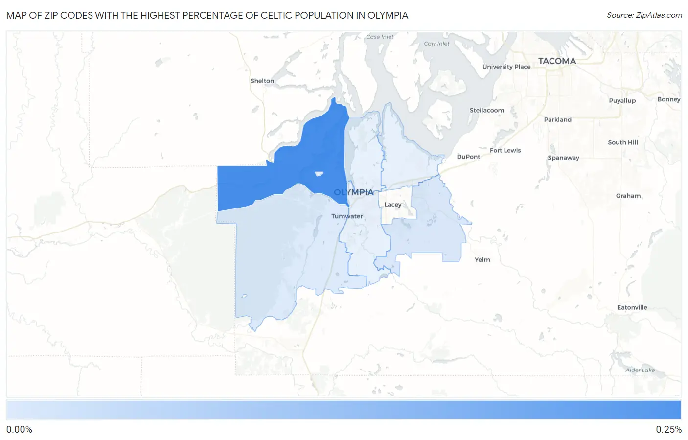 Zip Codes with the Highest Percentage of Celtic Population in Olympia Map
