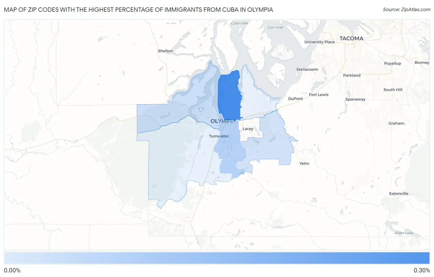 Zip Codes with the Highest Percentage of Immigrants from Cuba in Olympia Map
