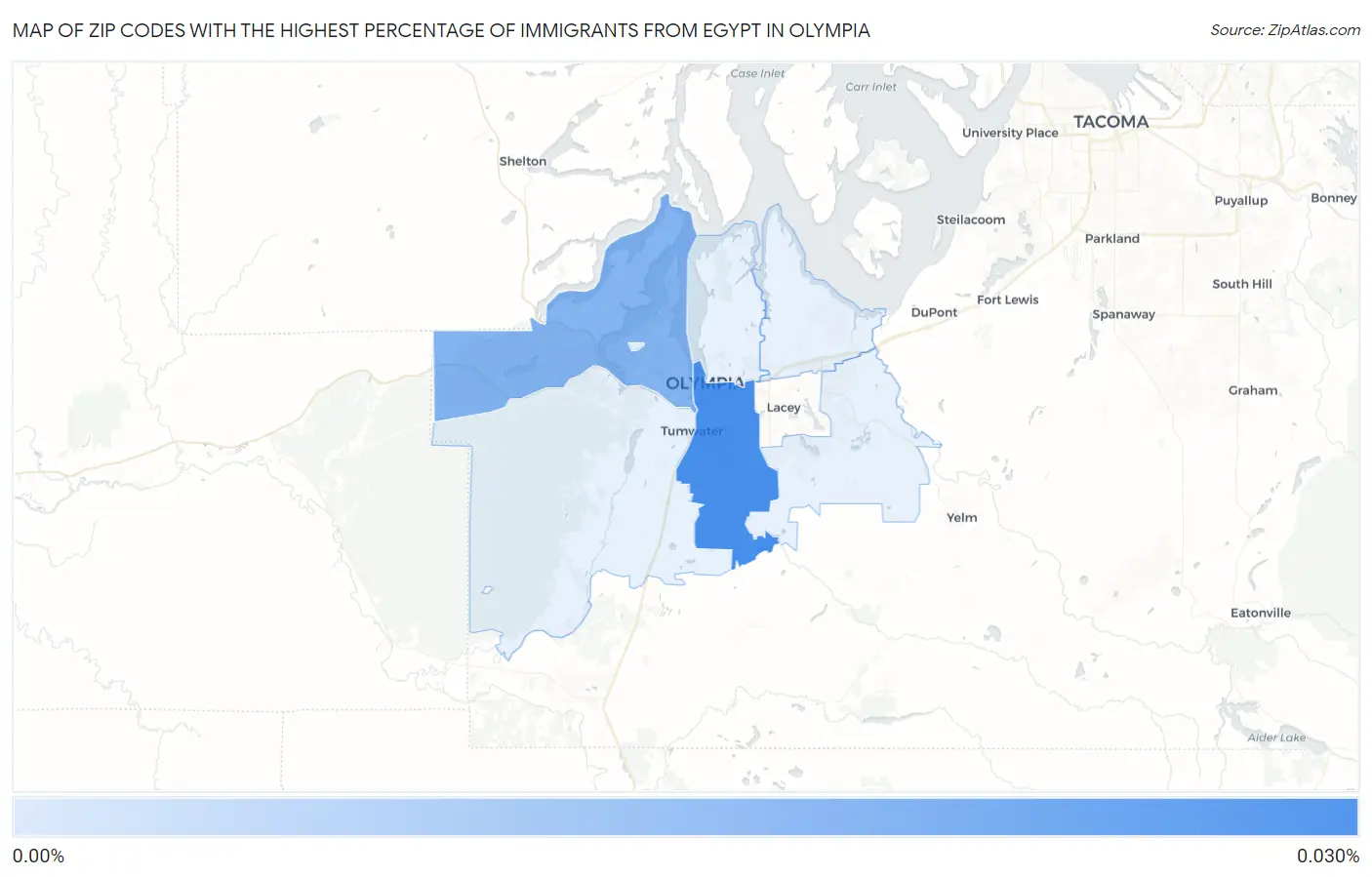 Zip Codes with the Highest Percentage of Immigrants from Egypt in Olympia Map