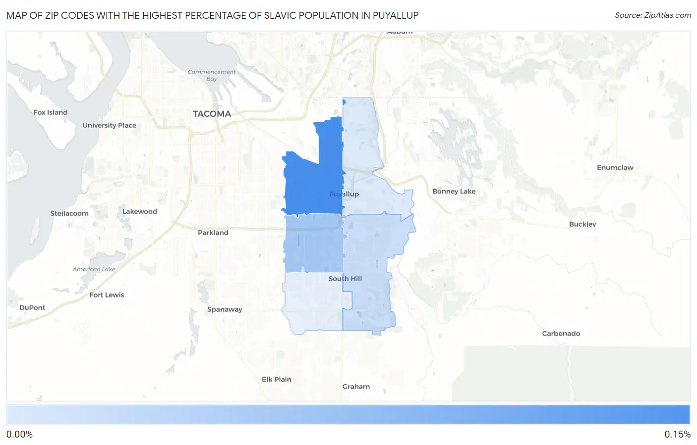 Zip Codes with the Highest Percentage of Slavic Population in Puyallup Map