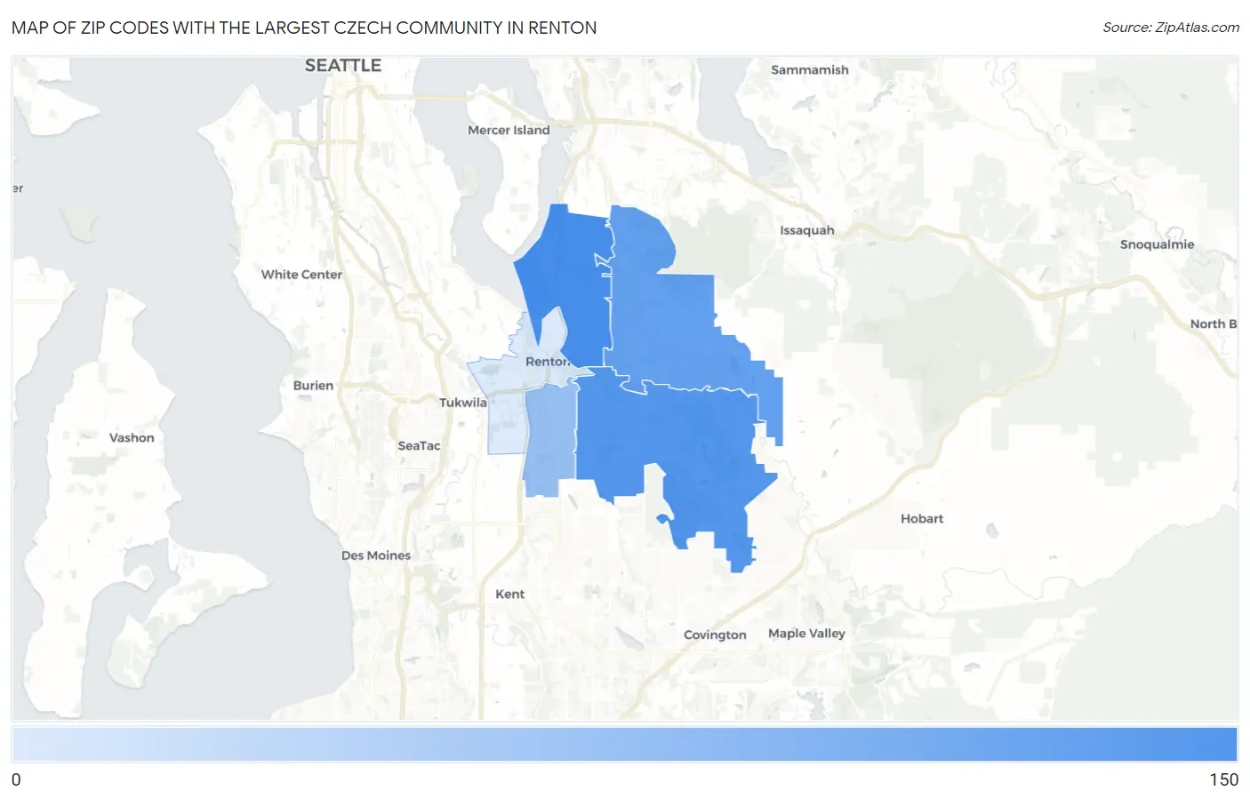 Zip Codes with the Largest Czech Community in Renton Map