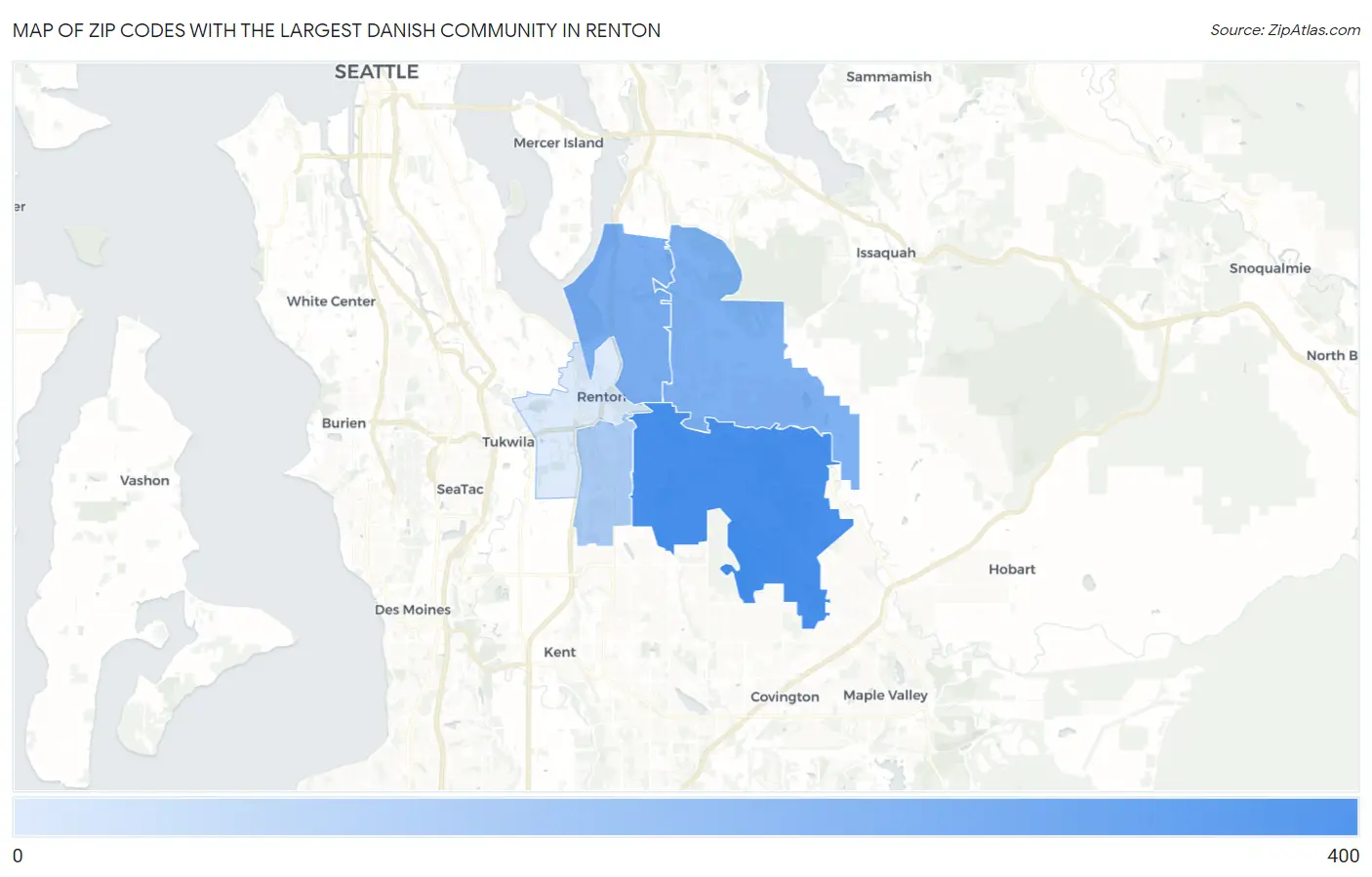 Zip Codes with the Largest Danish Community in Renton Map