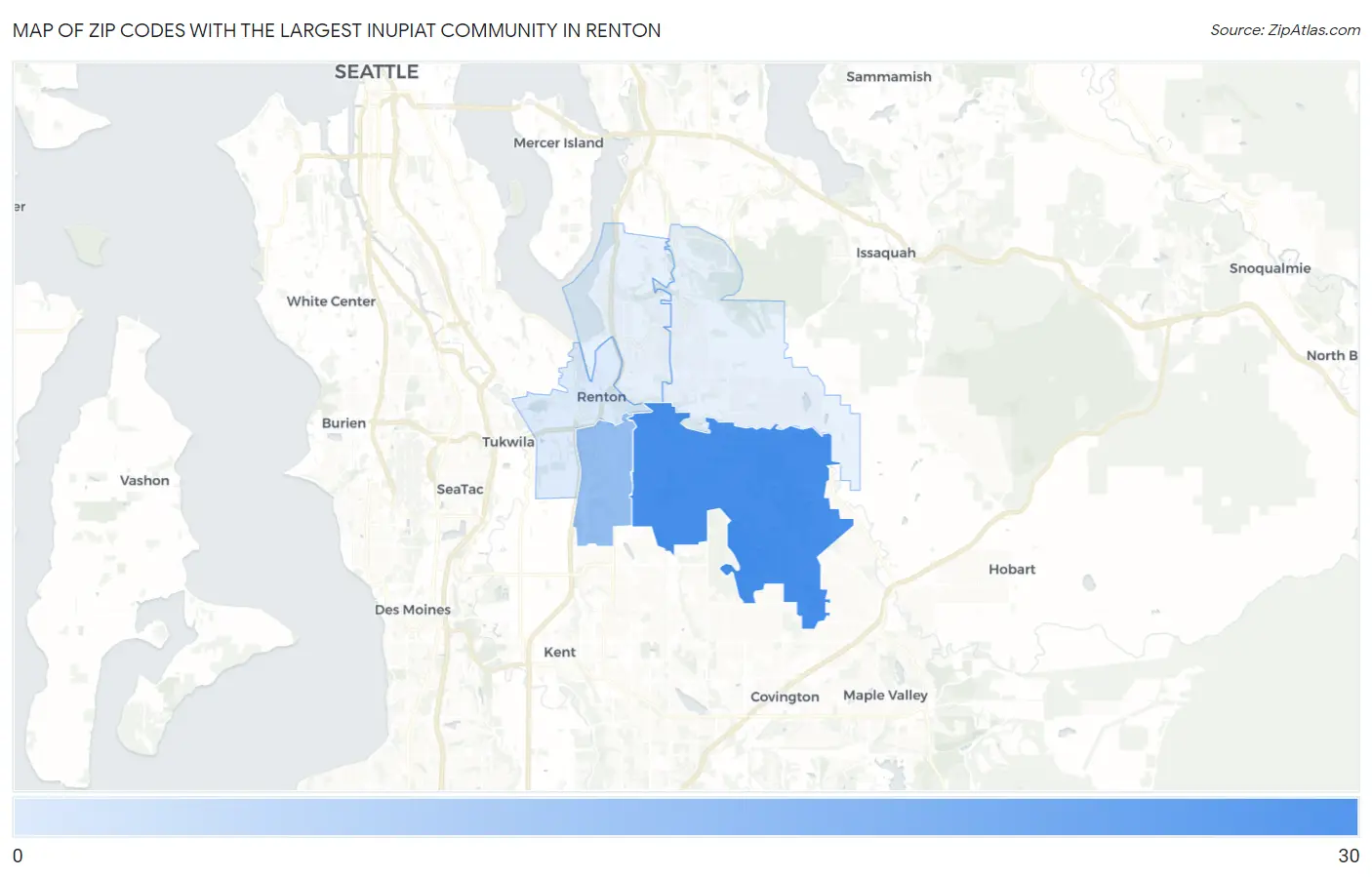 Zip Codes with the Largest Inupiat Community in Renton Map