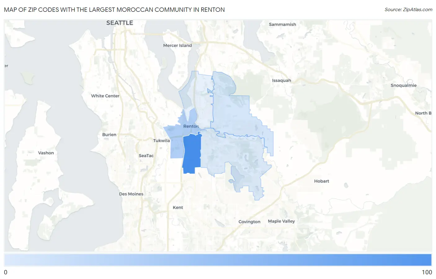 Zip Codes with the Largest Moroccan Community in Renton Map