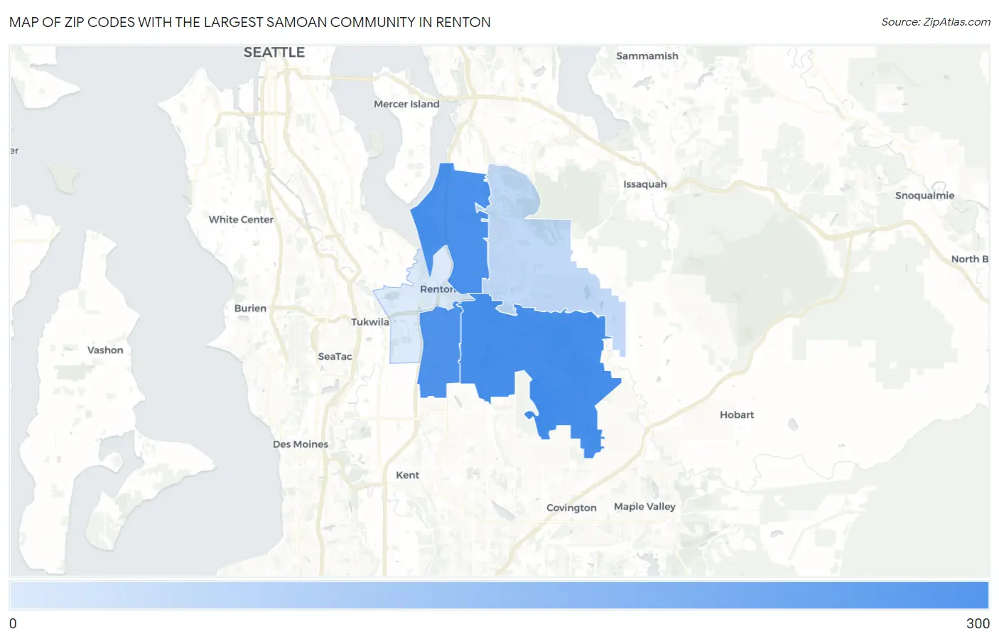 Zip Codes with the Largest Samoan Community in Renton Map