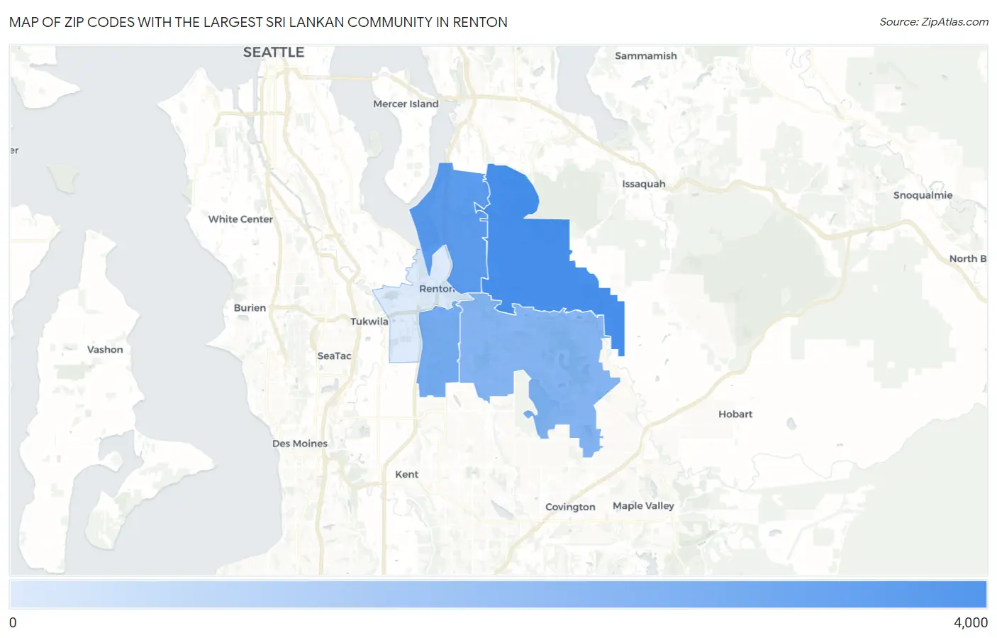 Zip Codes with the Largest Sri Lankan Community in Renton Map