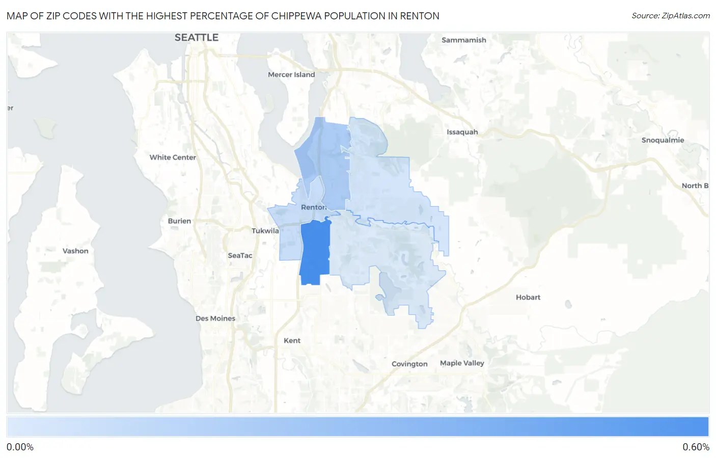 Zip Codes with the Highest Percentage of Chippewa Population in Renton Map