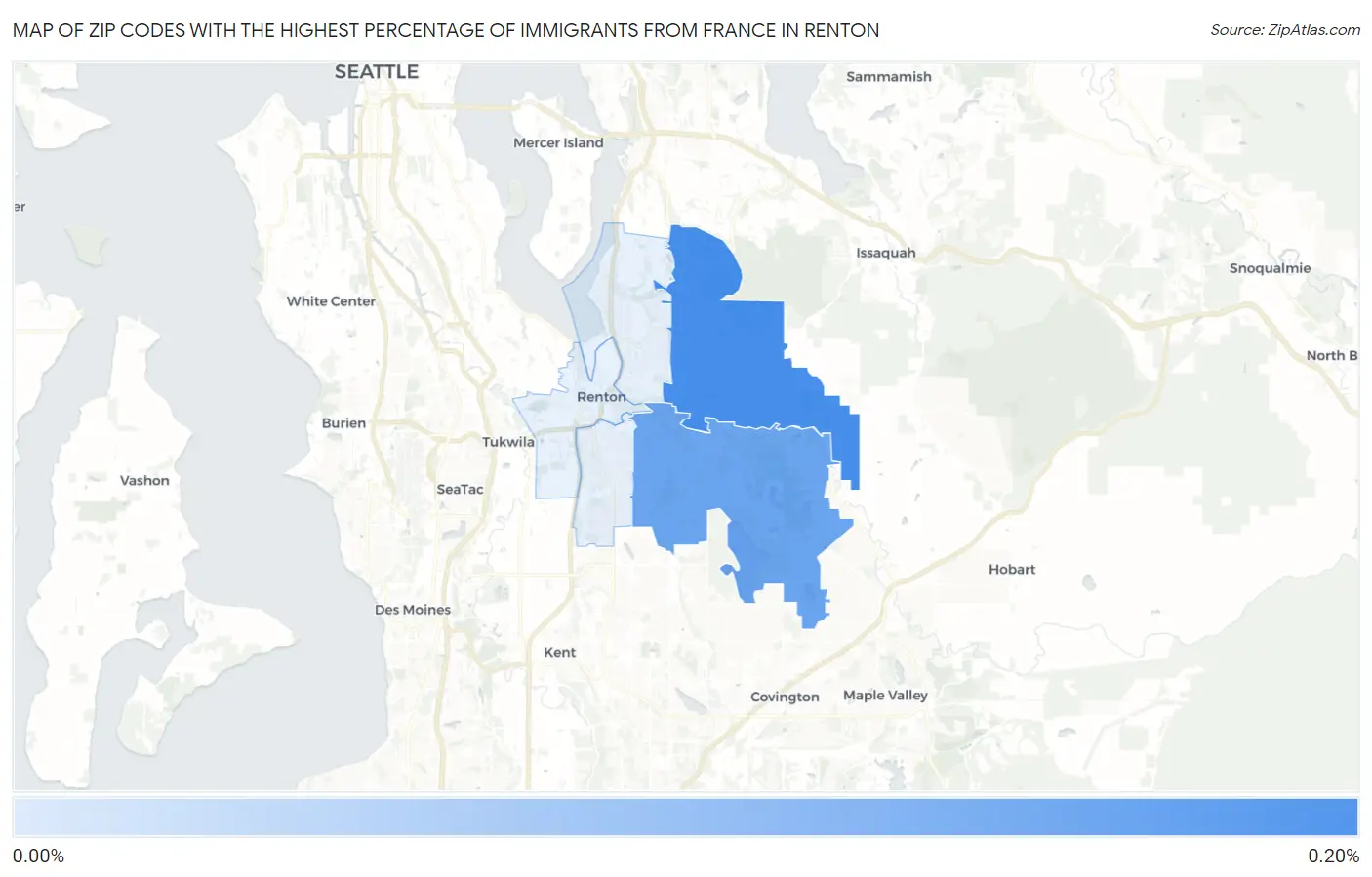 Zip Codes with the Highest Percentage of Immigrants from France in Renton Map