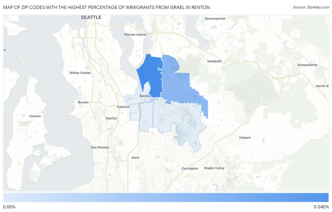 Zip Codes with the Highest Percentage of Immigrants from Israel in Renton Map