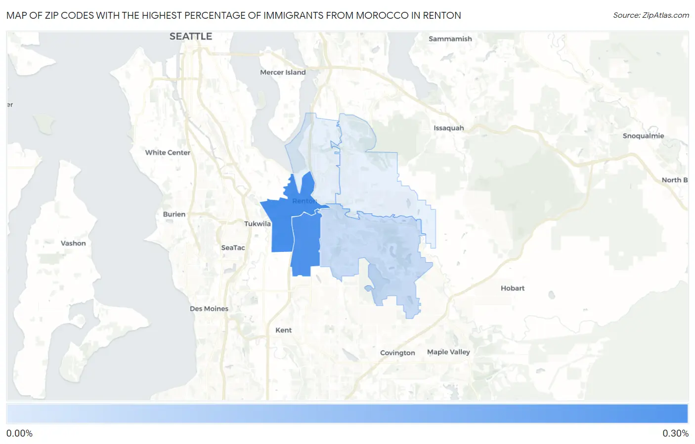 Zip Codes with the Highest Percentage of Immigrants from Morocco in Renton Map