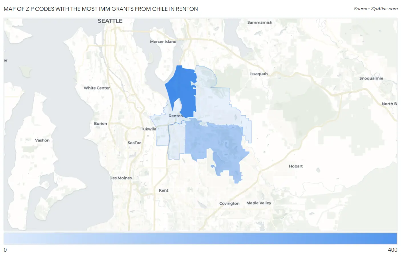 Zip Codes with the Most Immigrants from Chile in Renton Map