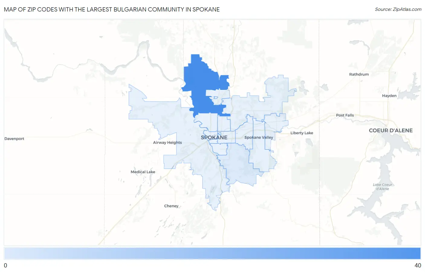 Zip Codes with the Largest Bulgarian Community in Spokane Map