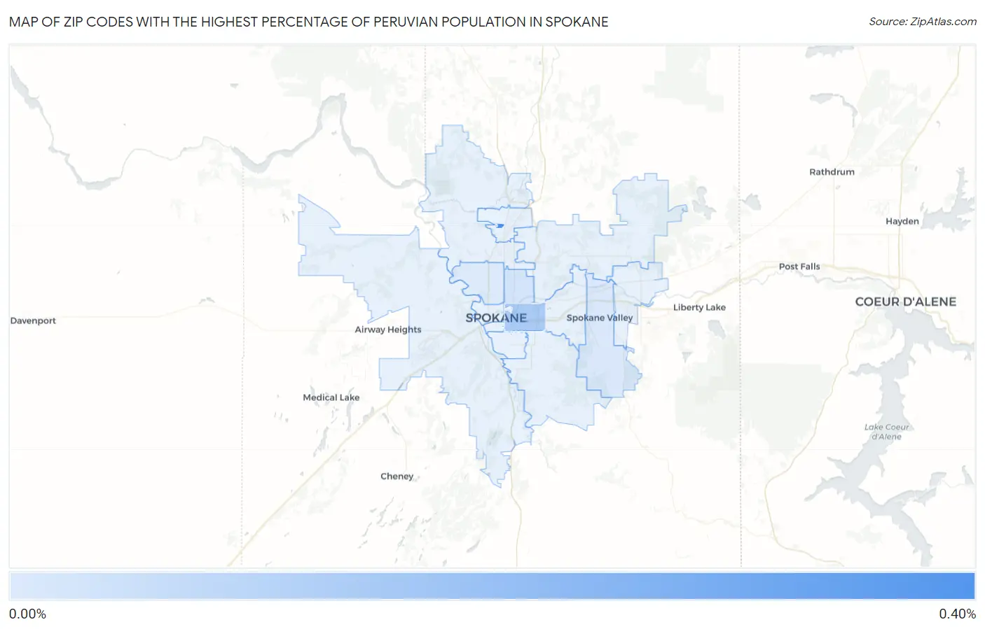 Zip Codes with the Highest Percentage of Peruvian Population in Spokane Map