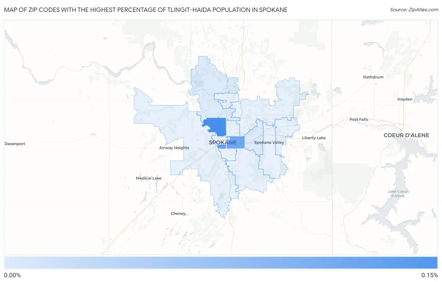 Zip Codes with the Highest Percentage of Tlingit-Haida Population in Spokane Map