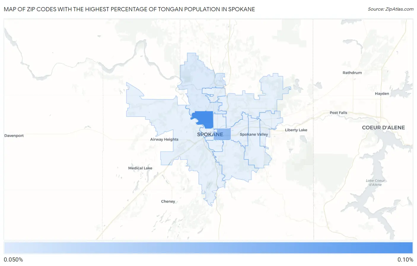 Zip Codes with the Highest Percentage of Tongan Population in Spokane Map