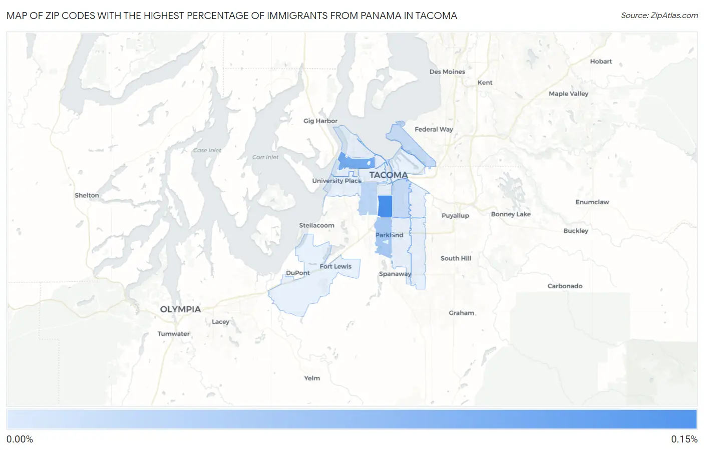 Zip Codes with the Highest Percentage of Immigrants from Panama in Tacoma Map
