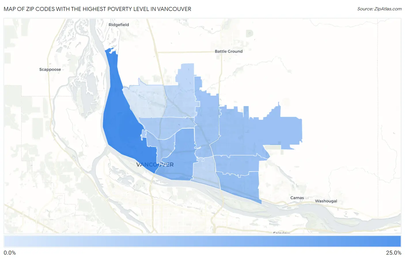 Zip Codes with the Highest Poverty Level in Vancouver Map