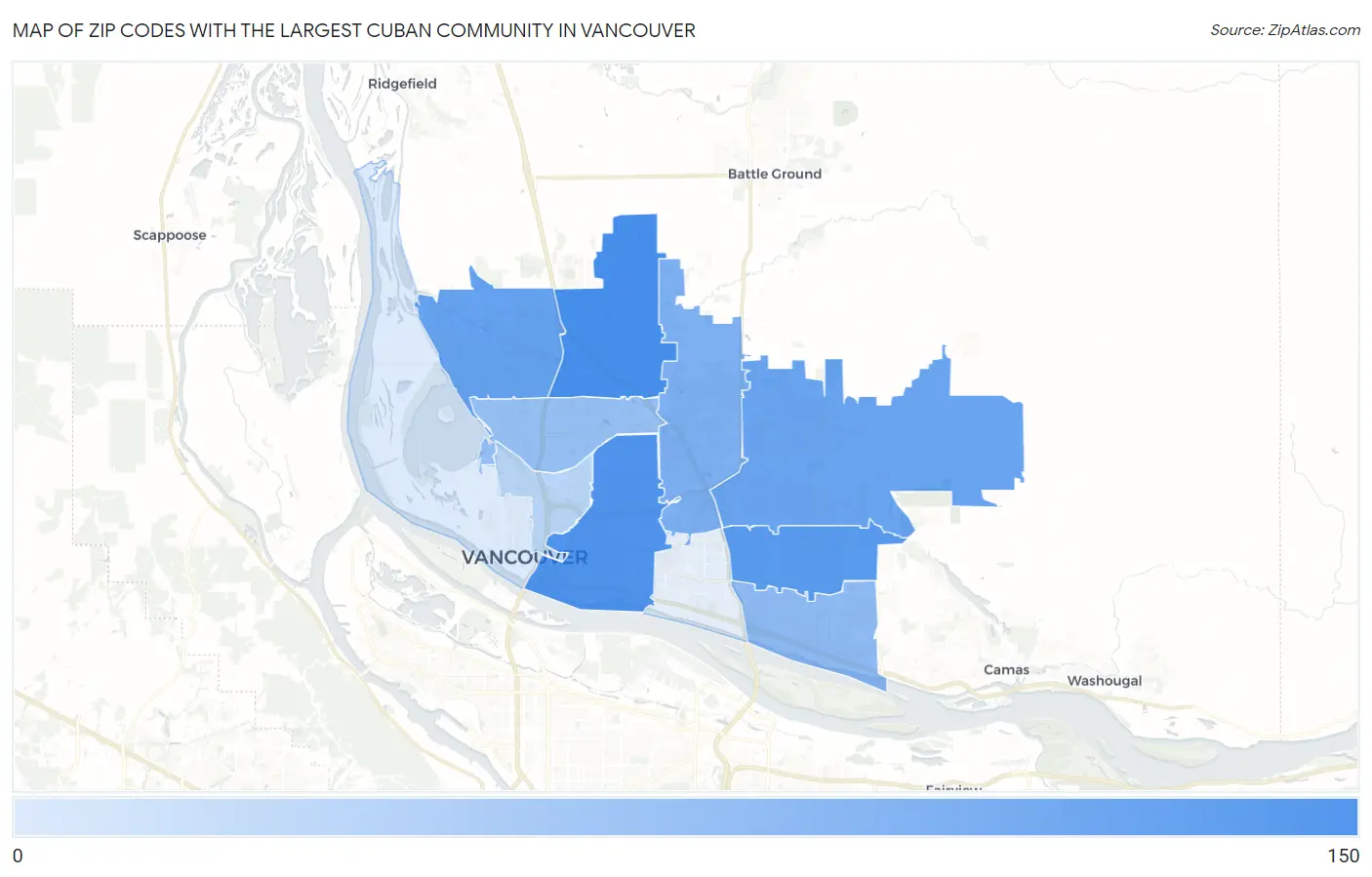 Zip Codes with the Largest Cuban Community in Vancouver Map