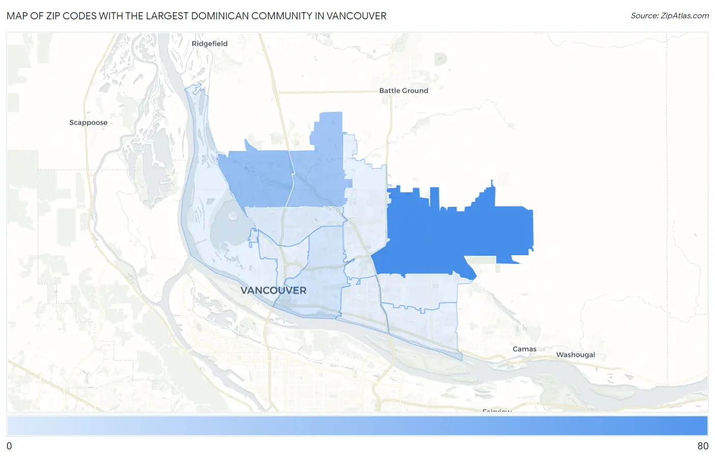 Zip Codes with the Largest Dominican Community in Vancouver Map