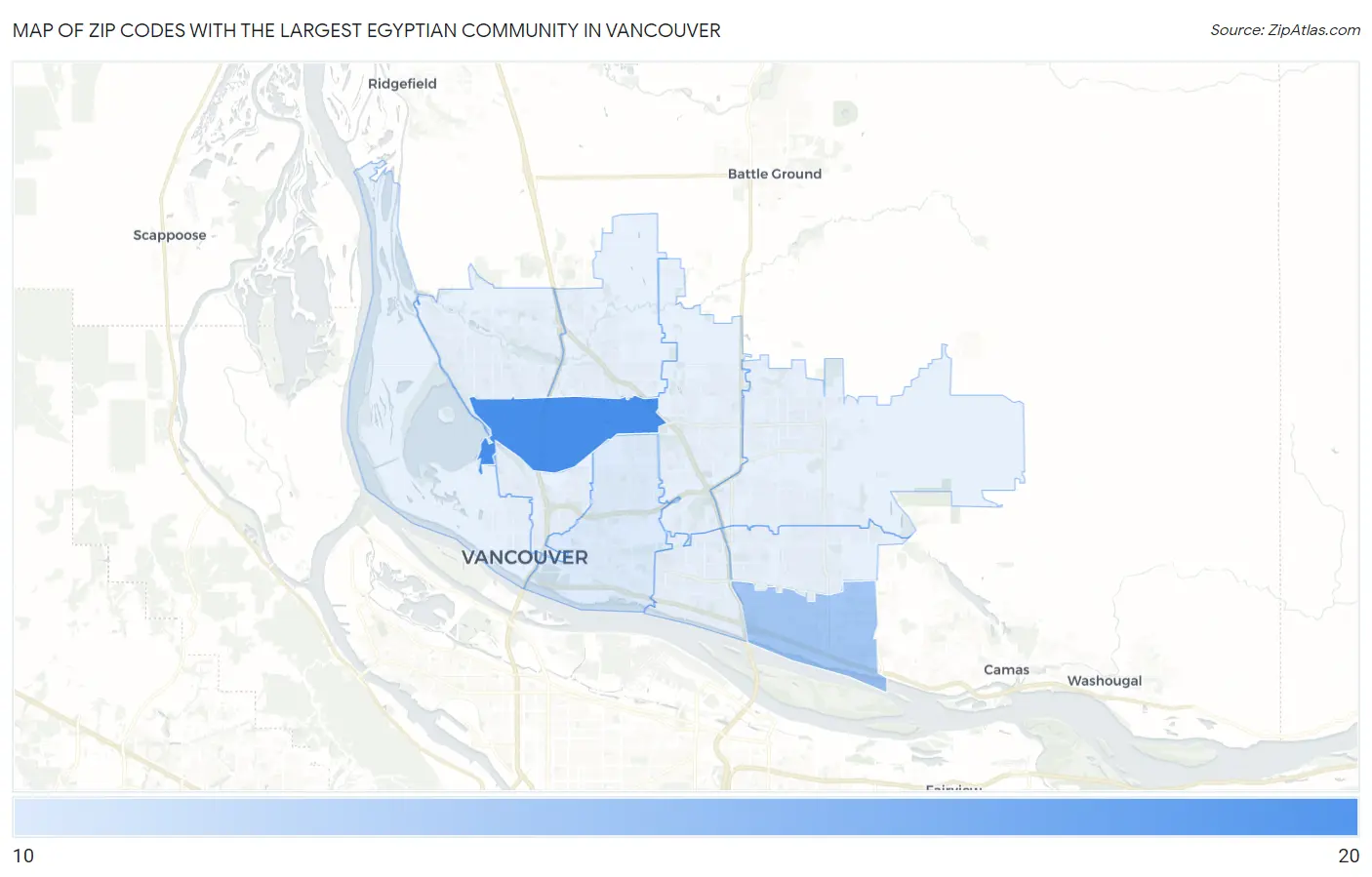 Zip Codes with the Largest Egyptian Community in Vancouver Map