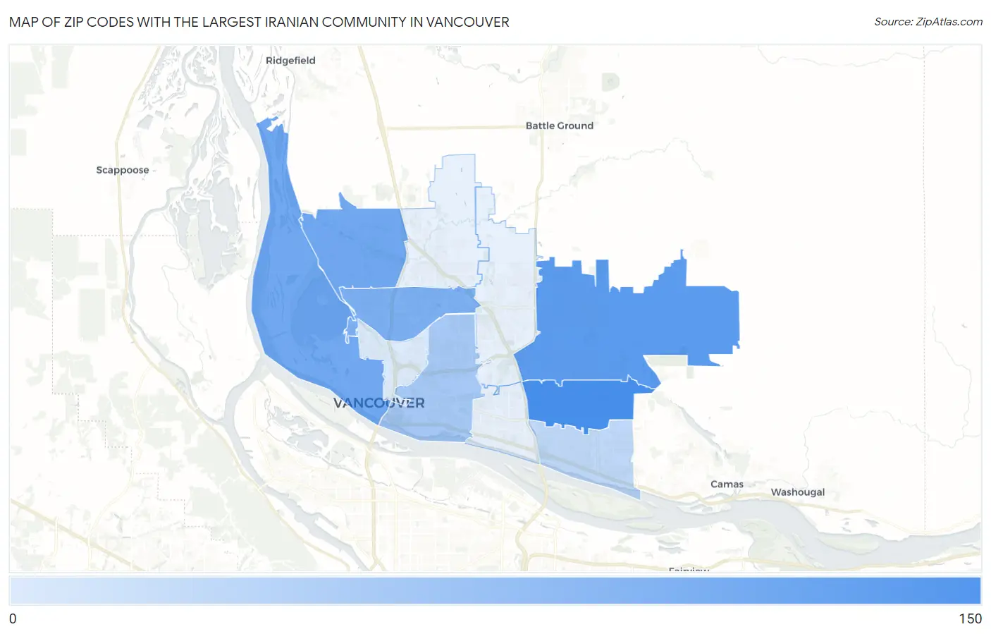 Zip Codes with the Largest Iranian Community in Vancouver Map
