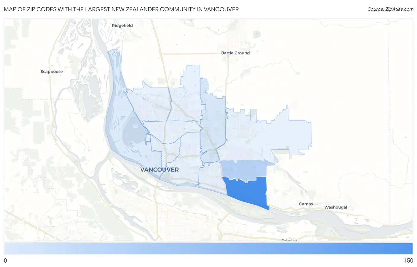 Zip Codes with the Largest New Zealander Community in Vancouver Map