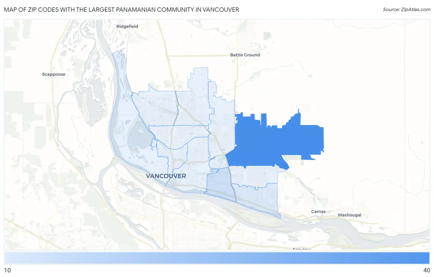 Zip Codes with the Largest Panamanian Community in Vancouver Map