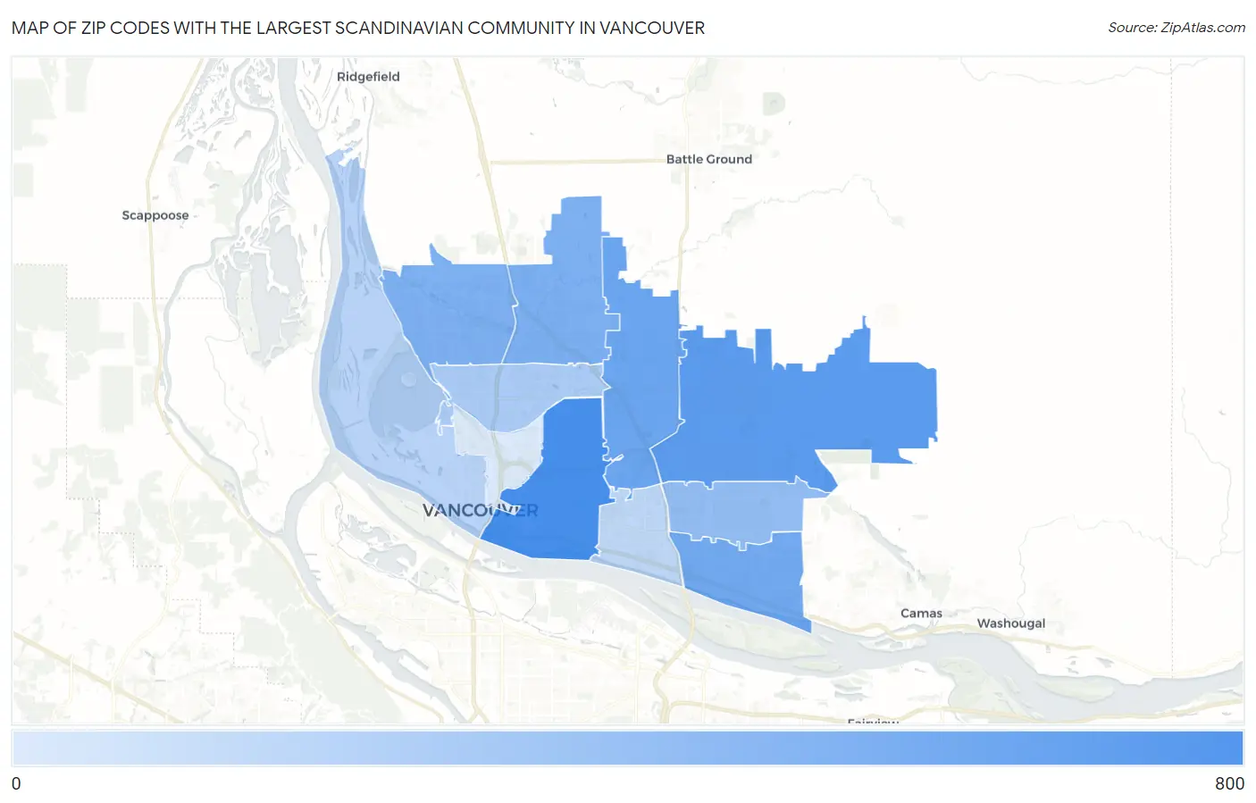 Zip Codes with the Largest Scandinavian Community in Vancouver Map