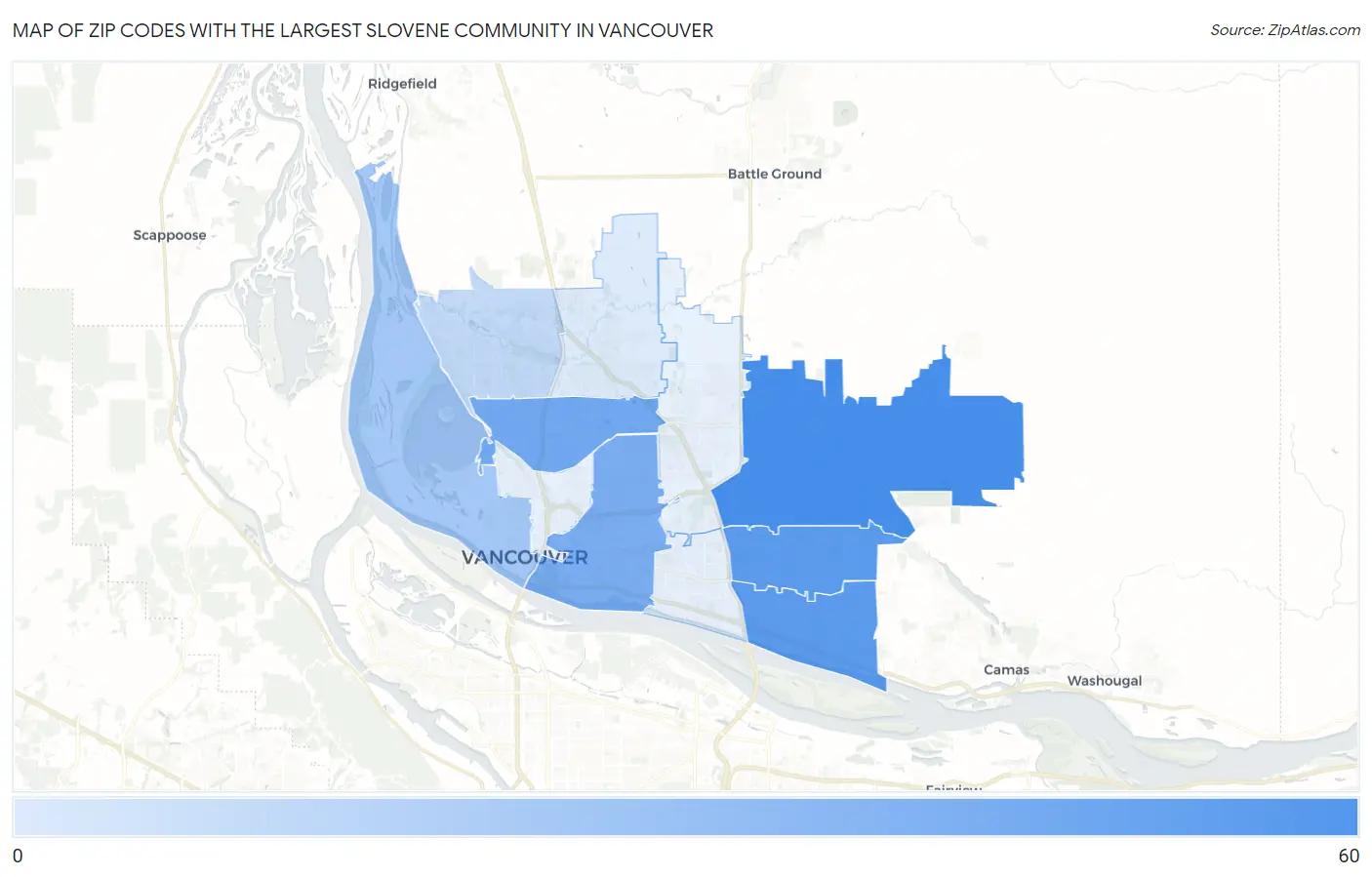 Zip Codes with the Largest Slovene Community in Vancouver Map