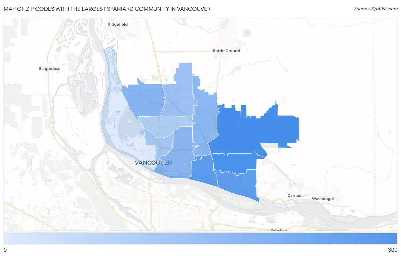 Zip Codes with the Largest Spaniard Community in Vancouver Map