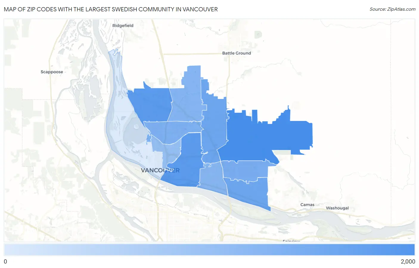 Zip Codes with the Largest Swedish Community in Vancouver Map