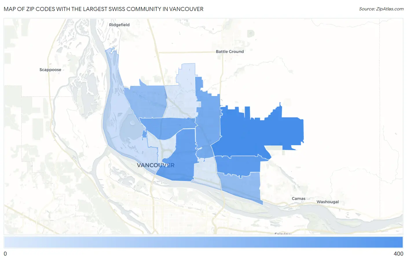 Zip Codes with the Largest Swiss Community in Vancouver Map