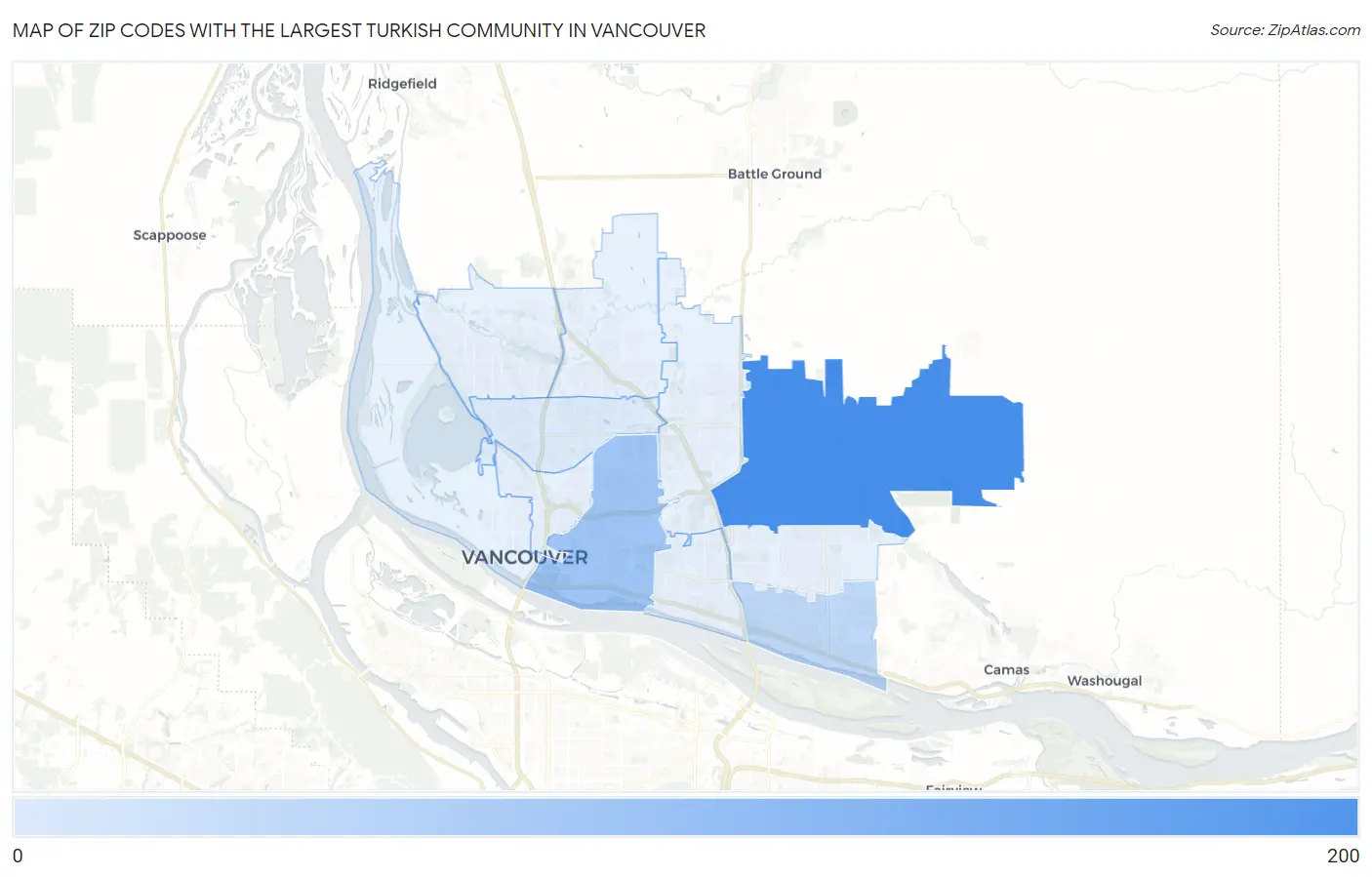Zip Codes with the Largest Turkish Community in Vancouver Map