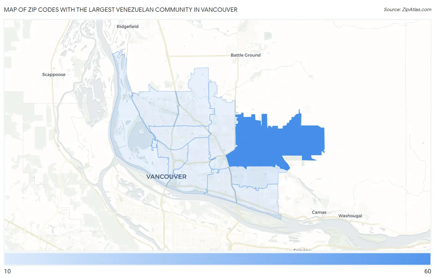 Zip Codes with the Largest Venezuelan Community in Vancouver Map