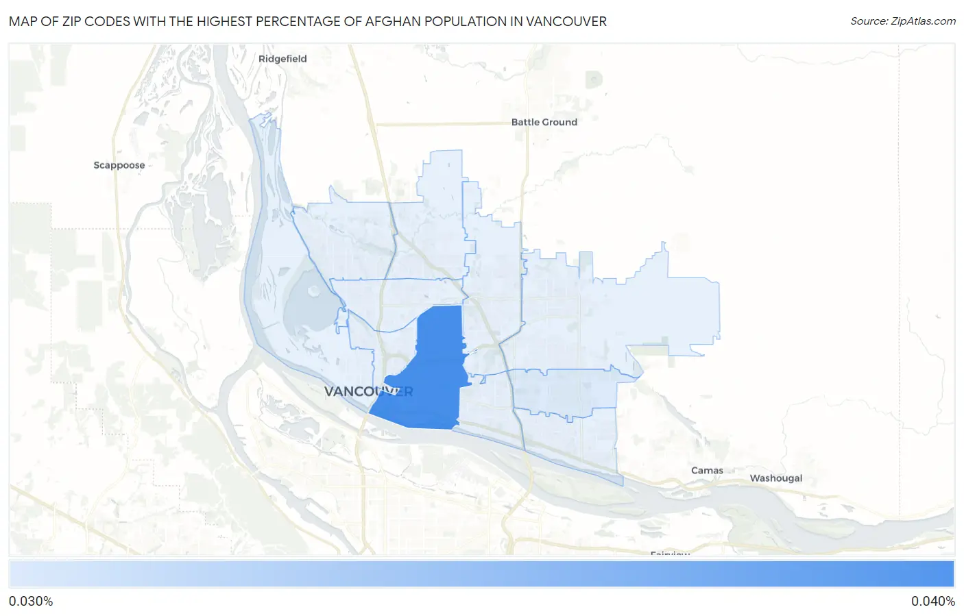 Zip Codes with the Highest Percentage of Afghan Population in Vancouver Map
