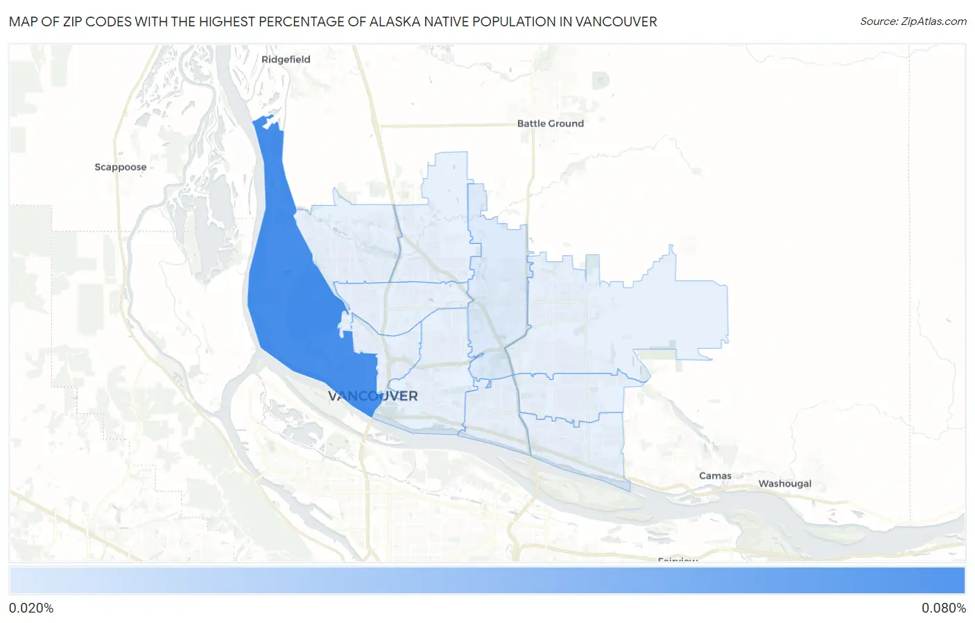 Zip Codes with the Highest Percentage of Alaska Native Population in Vancouver Map