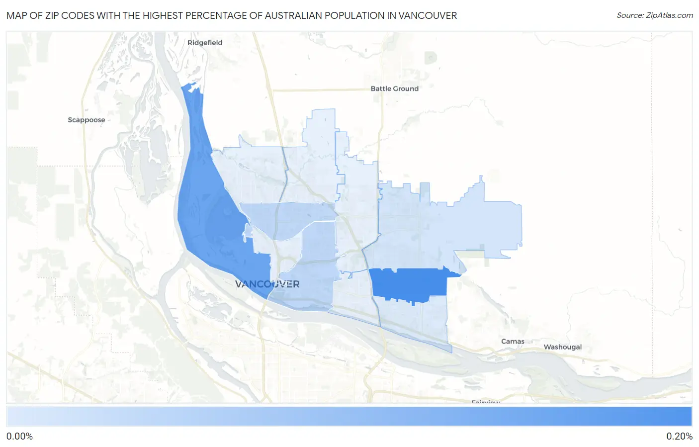 Zip Codes with the Highest Percentage of Australian Population in Vancouver Map