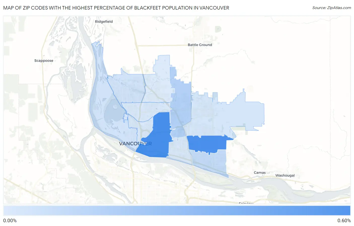 Zip Codes with the Highest Percentage of Blackfeet Population in Vancouver Map