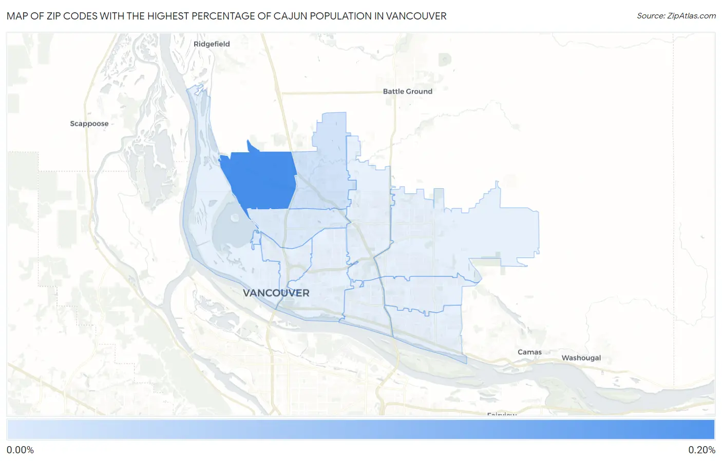 Zip Codes with the Highest Percentage of Cajun Population in Vancouver Map