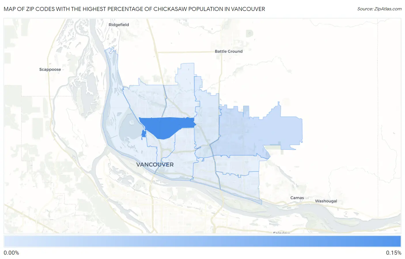 Zip Codes with the Highest Percentage of Chickasaw Population in Vancouver Map
