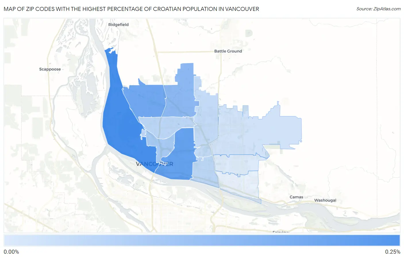 Zip Codes with the Highest Percentage of Croatian Population in Vancouver Map