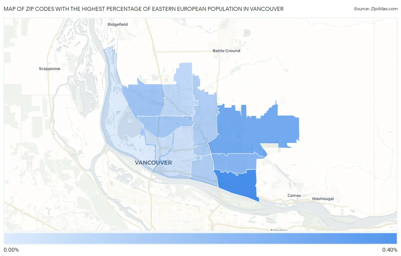 Zip Codes with the Highest Percentage of Eastern European Population in Vancouver Map