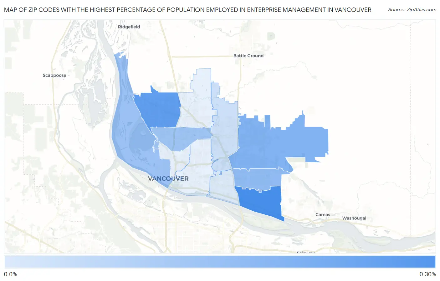 Zip Codes with the Highest Percentage of Population Employed in Enterprise Management in Vancouver Map