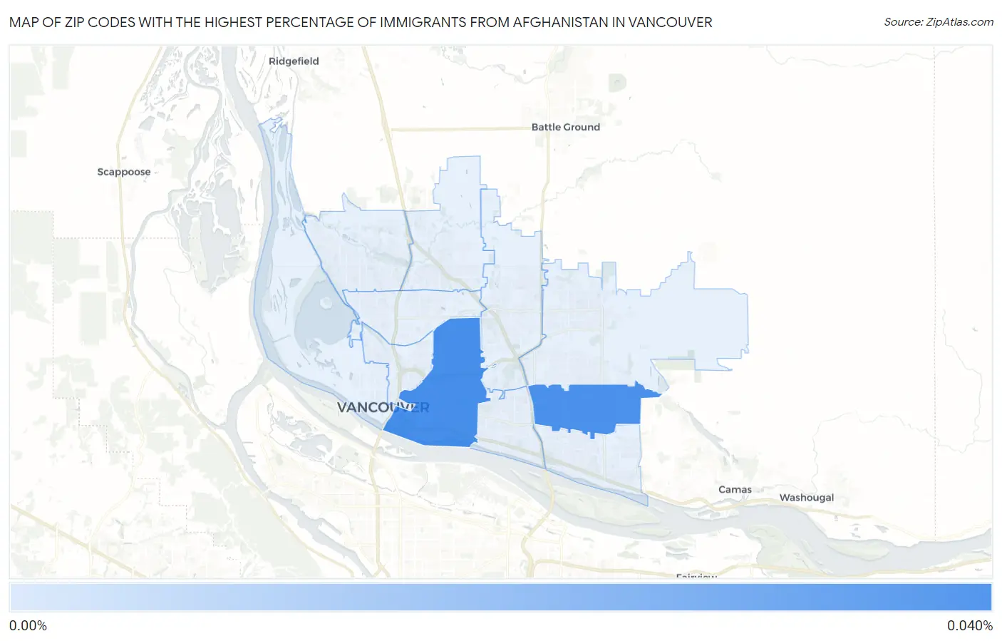 Zip Codes with the Highest Percentage of Immigrants from Afghanistan in Vancouver Map